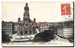 Old Postcard Paris Square and Church of the Trinity