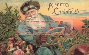 Christmas, Unknown No UP19-2, Blue Robe Santa Driving Early Auto, Tree, Dolls