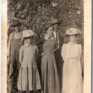 c1908-10 Outdoor Family RPPC Fancy Confident Women Power Stance Real Photo A140