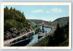 Cape Breton Nova Scotia Canada Postcard St. Peter's Canal Steamboat c1930's