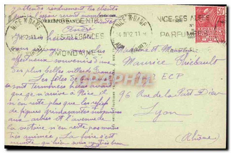 Old Postcard Nice Carnival bridge