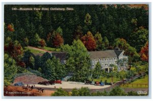 Gatlinburg Tennessee Postcard Bird's Eye View Of Mountain View Hotel 1947 Cars