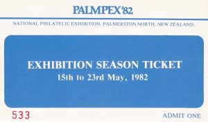 Palmpex 82 New Zealand Season Ticket Palmesteron Invitiation Card