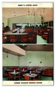 TULARE, CA ~ Interior PERRY'S COFFEE SHOP & Motel c1950s Roadside   Postcard