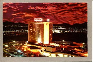 Postcard NV Las Vegas Hilton Hotel Aerial View Night View 1338A