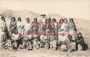 Native American Indians, RPPC, Mescalero Apache Group Pose in New Mexico