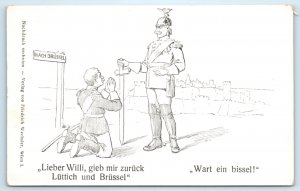 WWI German Propaganda Willi Give Back Brussels Belgium Postcard