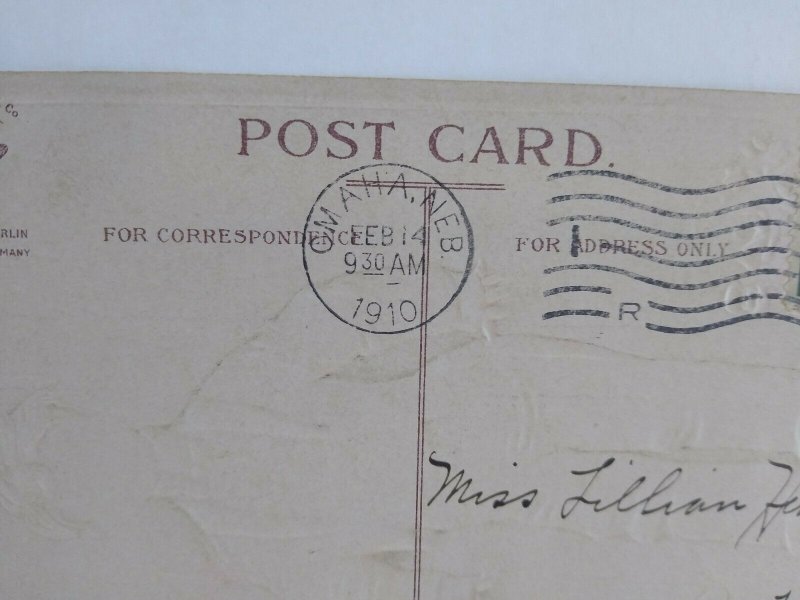 Valentine Love Postcard Unsigned Artist Ellen Clapsaddle Boy Omaha Nebraska 1910 