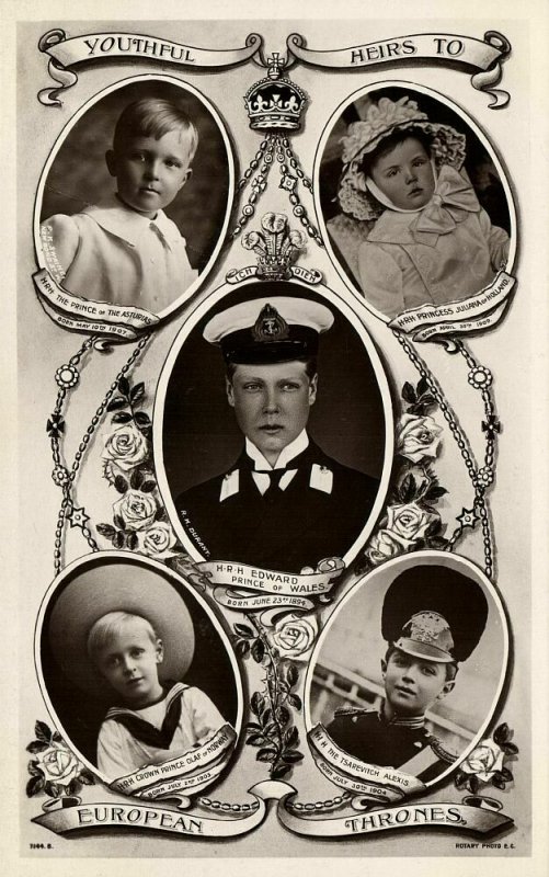 Youthful Heirs to European Thrones, Russia Norway Netherlands UK Spain (1910s)