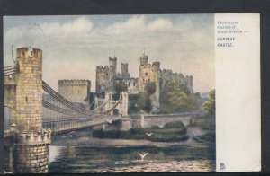 Wales Postcard - Picturesque Castles of Great Britain, Conway Castle     T385