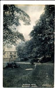 ROXBURY MA - Monroe Park Hand Colored Postcard