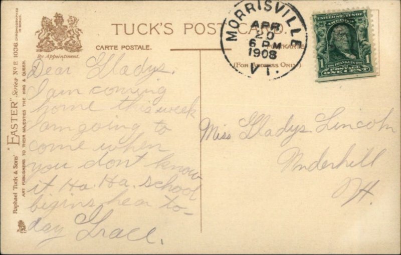 TUCK Easter Angels Silver Cross E1036 c1910 Postcard