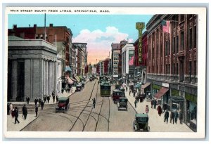 c1920's Main Street South from Lyman Springfield Massachusetts MA Postcard