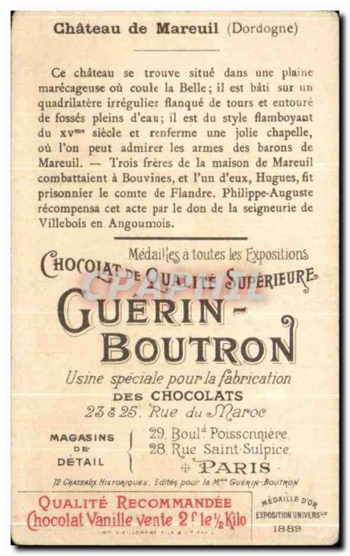 Chromo Chocolate Guerin Boutron Château de Mareuil Dordogne