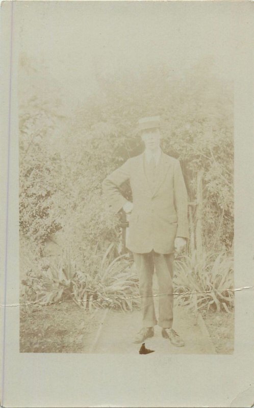 vintage Postcard elegant suit gentleman fancy hat