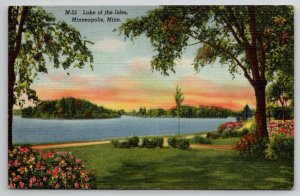 MN Lake of the Isles Minneapolis Minnesota Sunset Skies Postcard I27