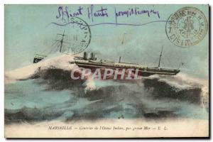 Old Postcard Marseille Courier & # 39Ocean For Big Sea Boat