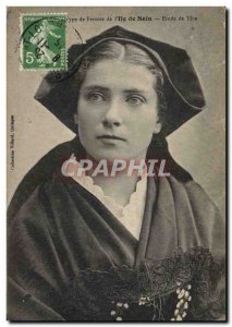 Old Postcard Folklore type woman Ile de Sein head study