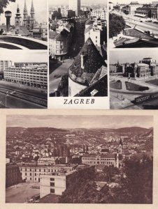 Pozdrav Croatia Aerial Antique Postcard & Zagreb Card