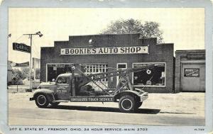 Fremont OH Bookie's Auto Shop Tow Trucks Wrecker Service Postcard