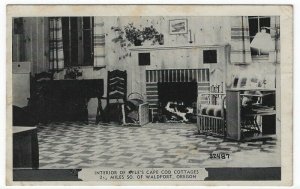 Waldport, Oregon, Vintage Postcard View of Interior of Kyle's Cape Cod Cottages