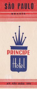 Brasil Sao Paulo Principe Hotel Vantage Luggage Label sk2443