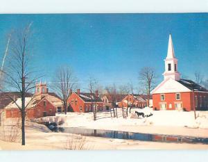 Unused Pre-1980 POSTCARD - CURRIER & IVES PRINT CHURCH SCENE p3033