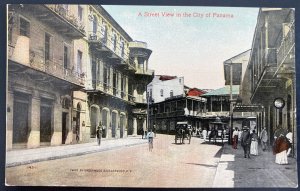 Mint Panama Color Picture Postcard A street view in the city