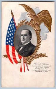Pre-1907 WILLIAM McKINLEY EMBOSSED PATRIOTIC GOLD EAGLE AMERICAN FLAG POSTCARD