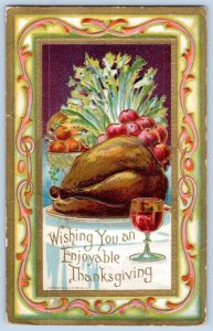 1910 WISHING YOU AN ENJOYABLE THANKSGIVING ROAST TURKEY L.R. CONWELL POSTCARD
