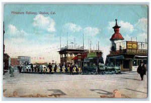 Miniature Railway Train Cigar Shops Stores Venice California CA Antique Postcard