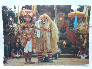 Barong Dance Bali Indonesia Vintage Postcard Posted 1982