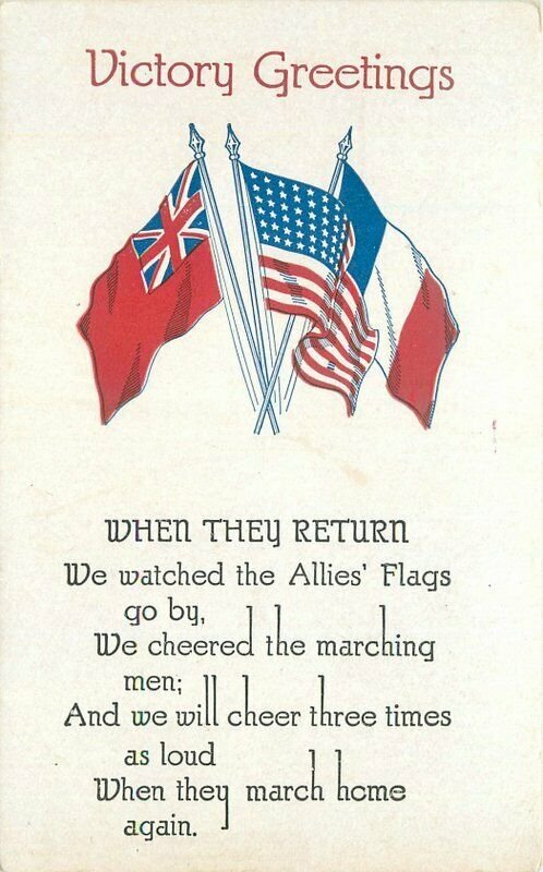 Artist impression C1918 Patriotic Flag Victory Greeting 2273 Postcard 20-4756