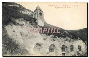 Old Postcard Haute Isle near La Roche Guyon S and O taillee Church in the Rock