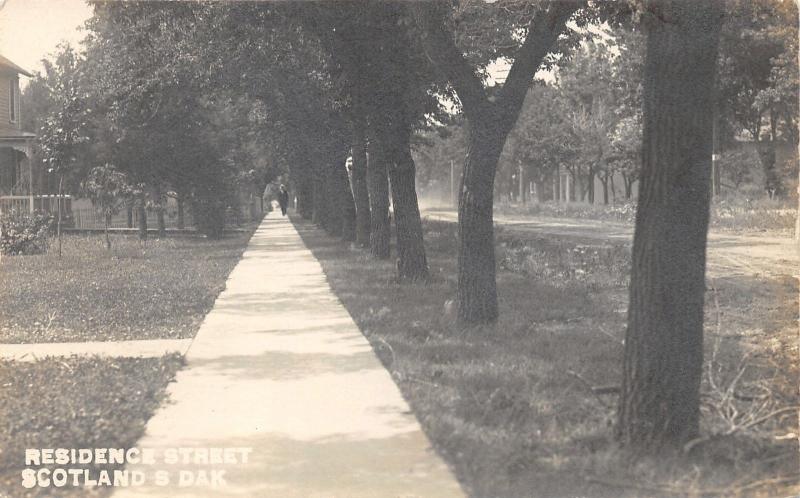 Scotland South Dakota~Residence Street (Unpaved)~Man on Walking~House~c1910 RPPC