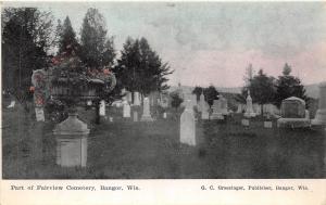 B10/ Bangor Wisconsin Wi Postcard c1910 Fairview Cemetery Groezinger Graves