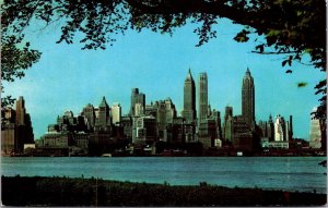 Vtg New York CIty NY Lower Manhattan from Governor's Island Skyline Postcard