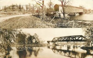 Postcard RPPC 1913 Wisconsin Broadhead Railwood Bridge Hamilton 23-12168