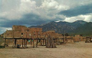 Vintage Postcard Native American Tribal Government Taos Pueblo New Mexico N.M.