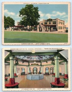 2 Postcards SAFETY HARBOR, Florida FL~ Sanatorium & ESPIRITU SANTO SPRINGS 1930s