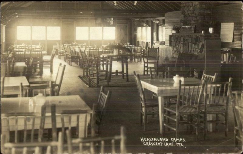 Crescent Lake ME Healthland Camp Interior Raymond ME Area Real Photo Postcard