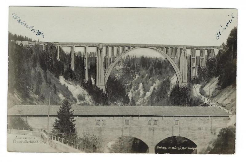 Vintage Switzerland Real Photo Postcard - Herisau Bridges (NN39)