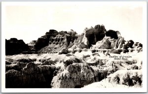 Castles Of Erosion Cedar Pass South Dakota SD Real Photo RPPC Postcard