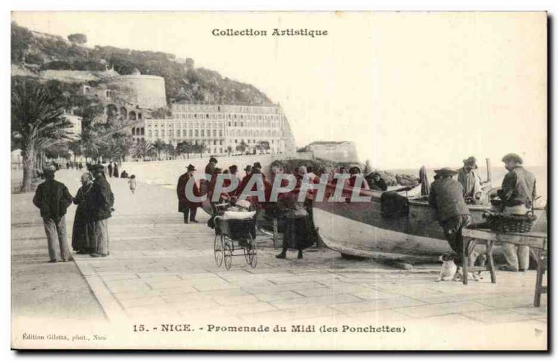 Nice - Promenade du Midi Ponchettes - Boat - Art Collection - Old Postcard