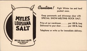 Myles Salt Co. New Orleans Louisiana Salt Advertising Postal Card Postcard G66