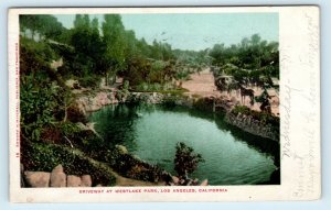 LOS ANGELES. CA ~ POND & DRIVEWAY at  Westlake Park 1905   Postcard