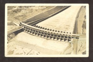 RPPC FORT PECK MONTANA DAM BIRDSEYE VIEW VINTAGE REAL PHOTO POSTCARD