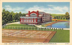 Gymnasium & Tennis Court University Virginia Charlottesville VA linen postcard