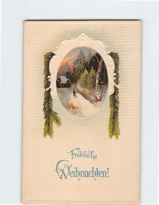 Postcard Fröhliche Weihnachten! with Christmas Embossed Art Print