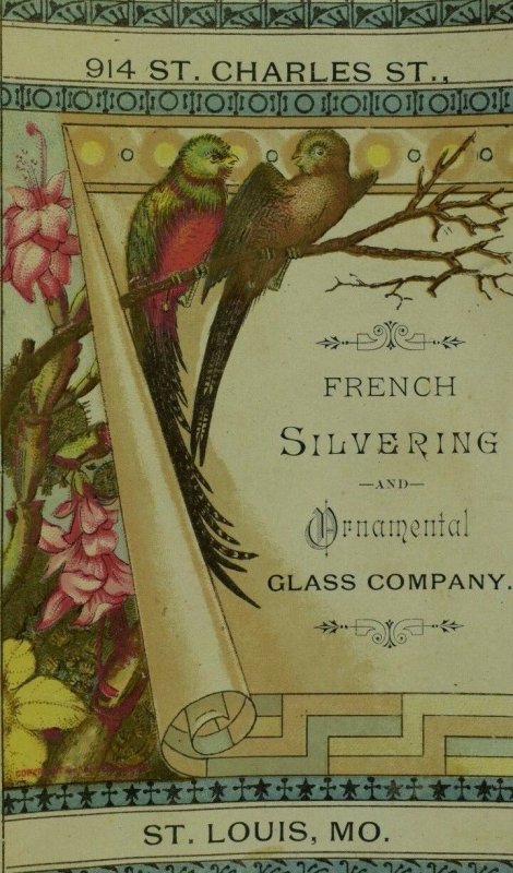 1880's Sand Blasting French Silvering Ornamental Glass Victorian Trade Card P11